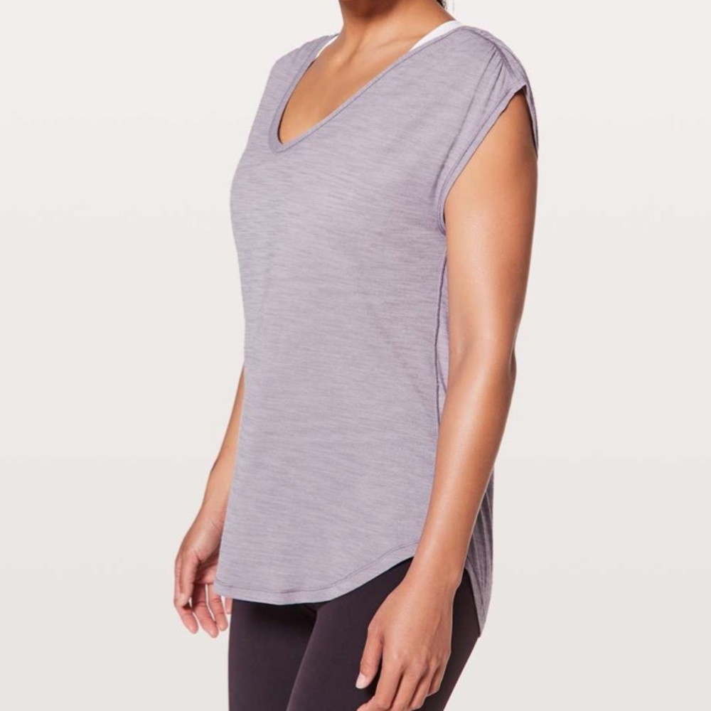 Lululemon Sweat Times Short Sleeve Heathered Dusty Dawn Size 8
